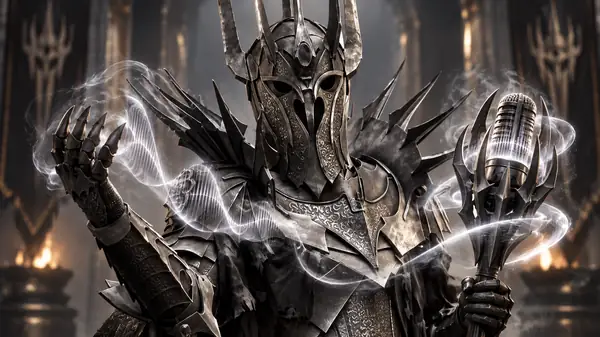 Armored fantasy figure in dark metal
