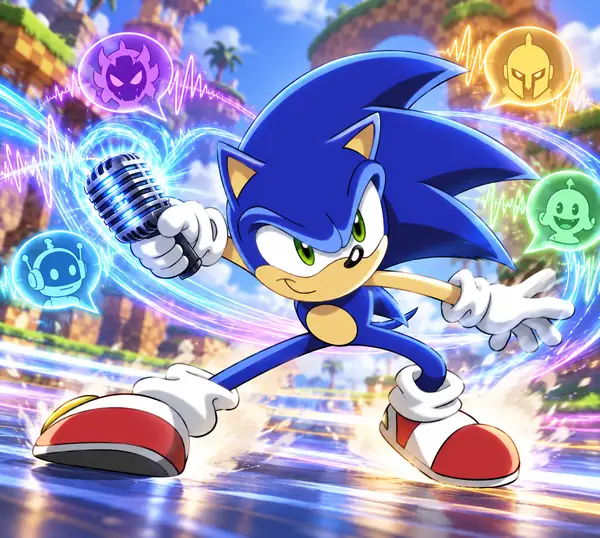 Blue cartoon speedster in motion