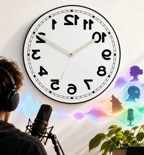 Clock face with its numbers reversed