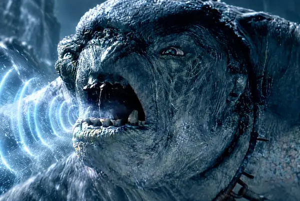 Blue snarling fantasy monster