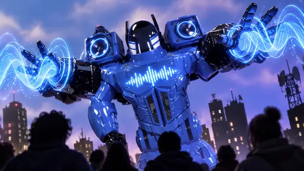 Large blue science-fiction robot