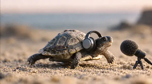 Tortoise walking across sandy ground